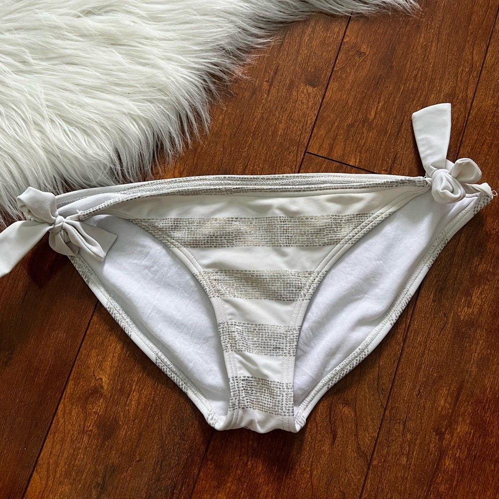 Xhilaration White with Gold Side Tie String Bikini Bottom
